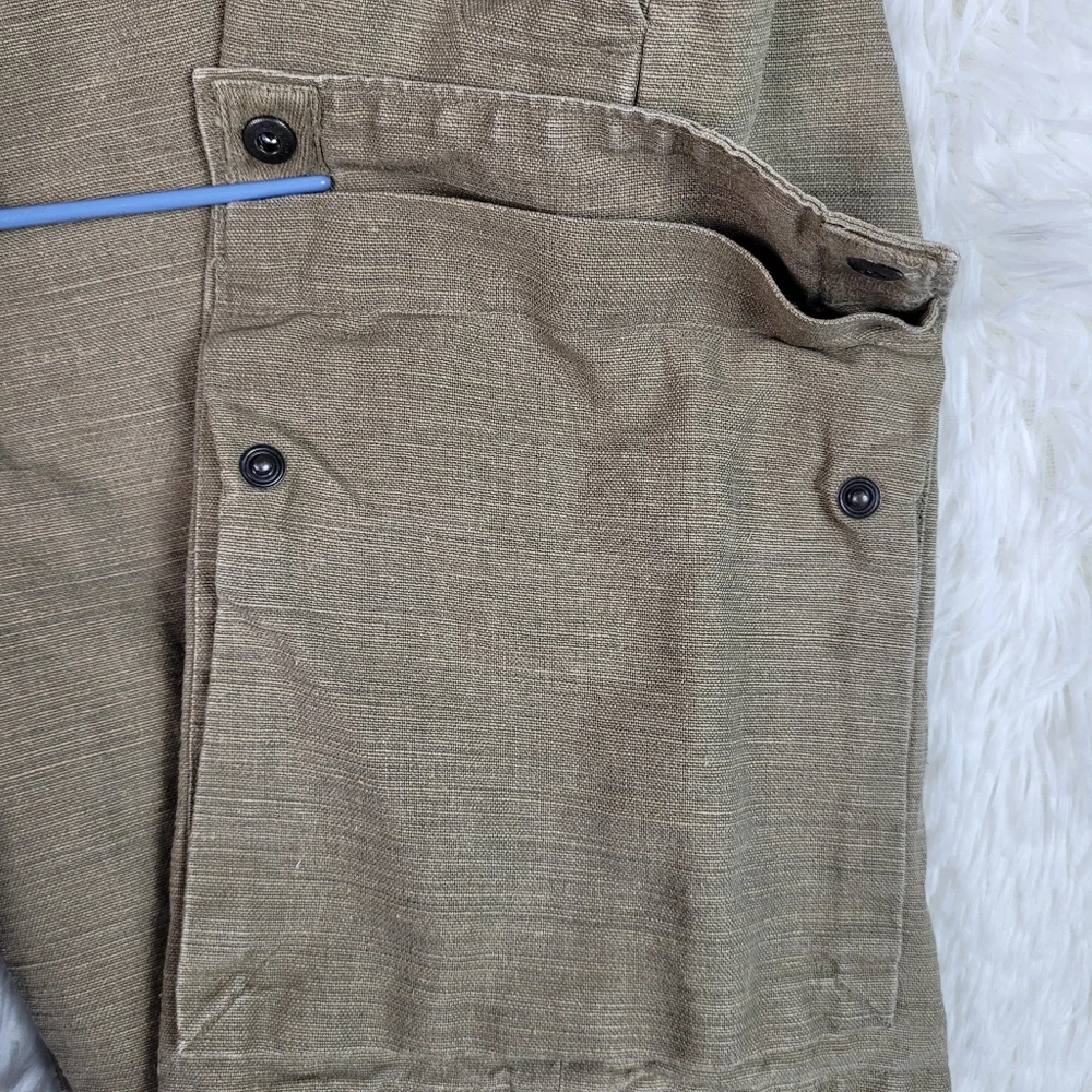 Vtg Banana Republic Mens 38 Tan Linen & Cotton Blend Cargo Shorts Safari Outdoor